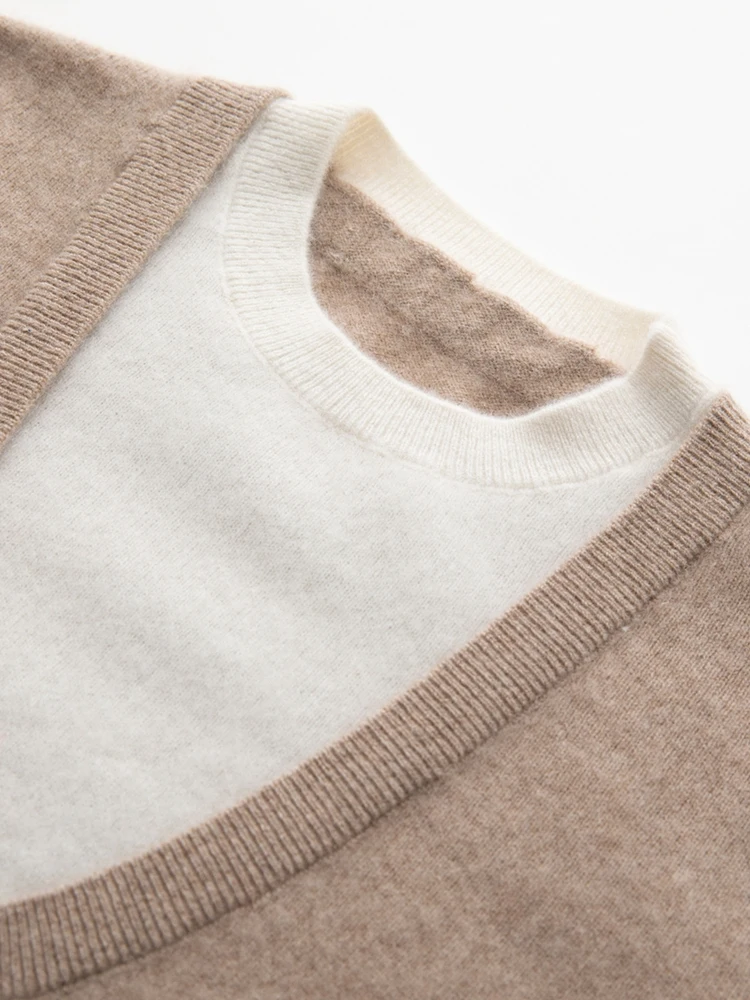 

Sold Out Sold Out Cashmere Sweater O-neck Fake Two Pieces Stacked Together Autumn Winter Cashmere Sweater Soft Warm Casual Tops