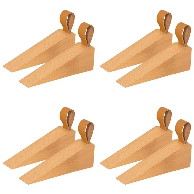 

Деревянный дверной стопор премиум-класса, нескользящие клинья для дверей из массива дерева, прочные и долговечные дверные клинья-ограничители, защитные дверные стопоры (8 шт.)