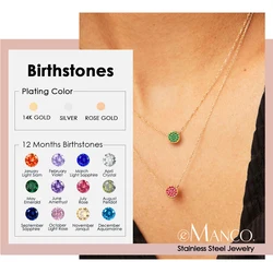 eManco Birthstone Zirconia Necklace 12 Color Stainless Steel pendant necklace Constellation Month Gift Jewelry wholesale