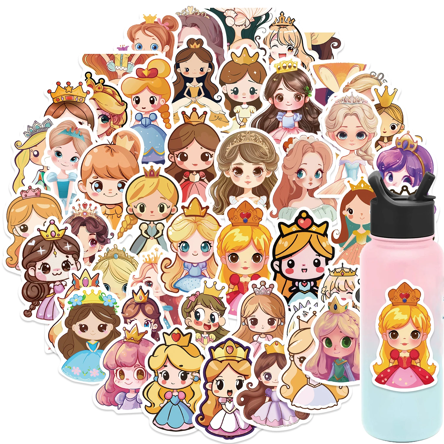 50PCS Cartoon Princess Scrapbook Stickers DIY Diary Laptop Luggage Skateboard Graffiti Decal Fun Stylish Classic Toys