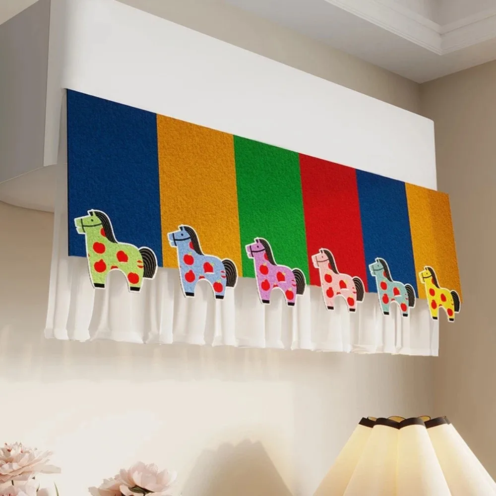 Self-Adhesive AC Wind Deflector Curtain Anti-Direct Blowing No-Punching Air Conditioner Wind Shield Cartoon Animal