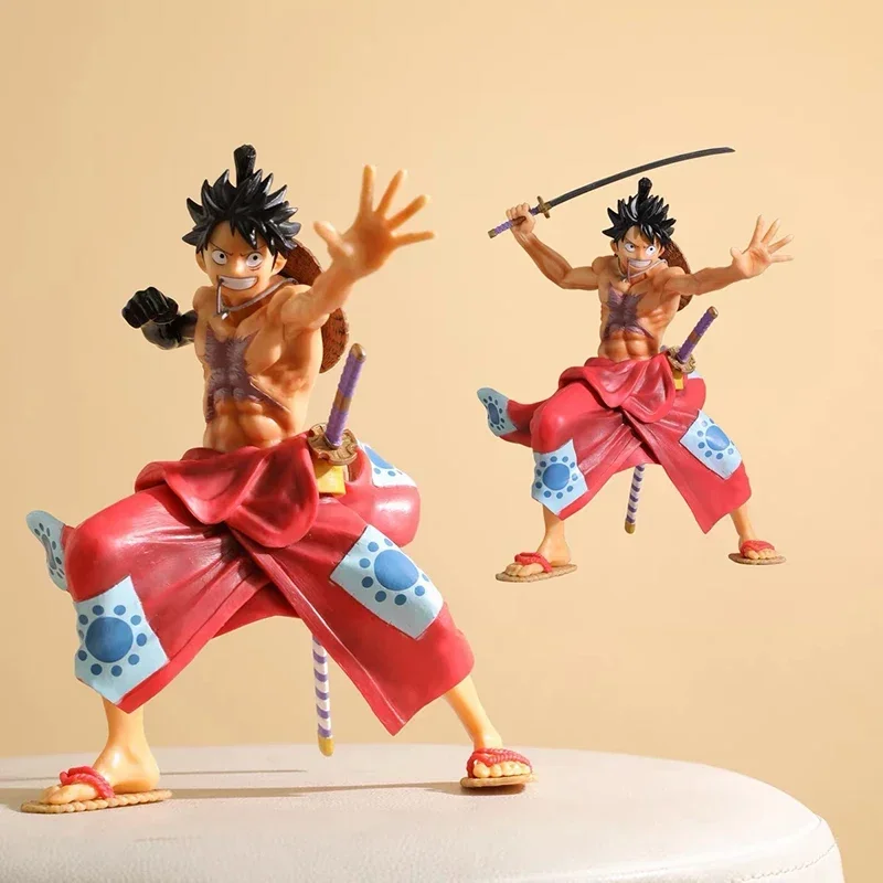 Eendelig Strooien Hoed Luffy Kimono Luffy Wanokuni Versie 22Cm Actie Figuren Standbeeld Verzamelbaar Model Decor Volwassen Kind Speelgoed Cadeau