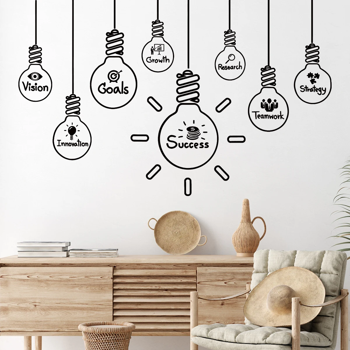 Inspired Art Light Bulb Design Wall Stickers for Kids Room Bedroom Nursery Home Decoration Wall Decal