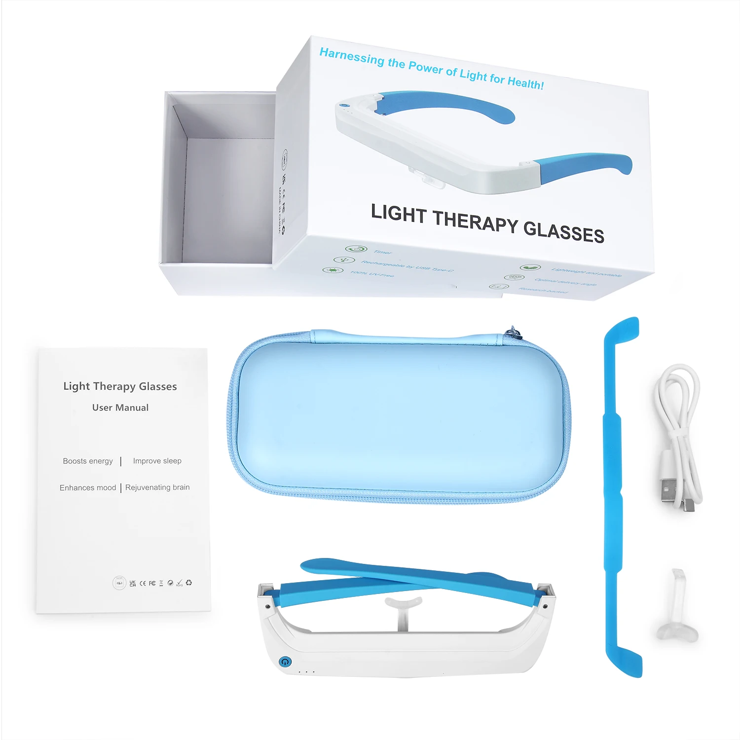 Sleep-aiding and Mind-calming Wearable SAD Light Therapy Glasses, SAD Light Therapy Auxiliary Glasses, Phototherapy - view 4
