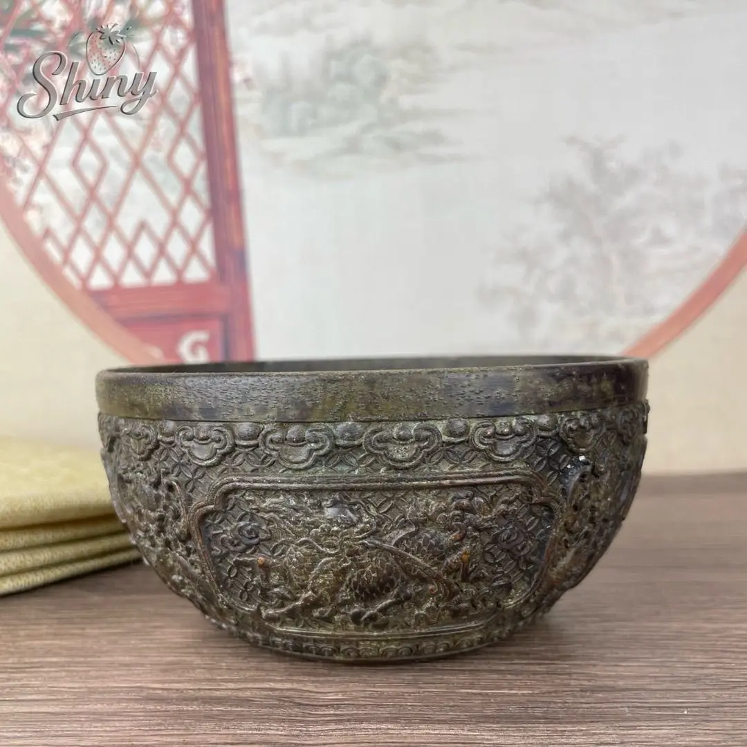 Antique Unicorn Bowl Antique Cornucopia Ornament Antique Qianlong Annual Alloy