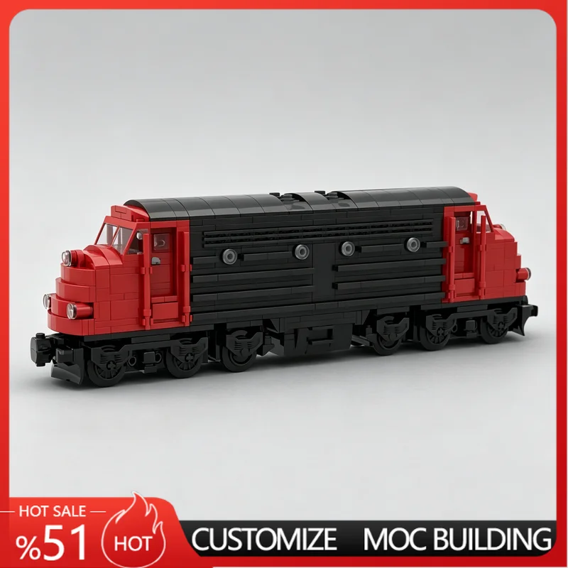 

664PCS Classic Red & Black Diesel Locomotive MOC Model Custom Building Blocks Educational Assembly Toy Collection Birthday Gift