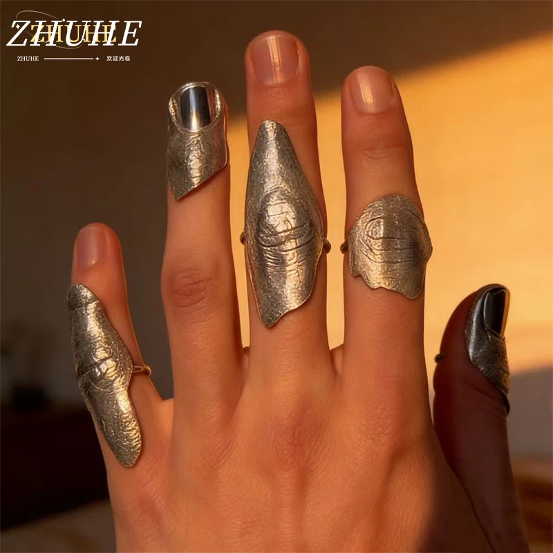 

Trendy Jewelry Accessories Punk - Style Finger Rings for Men & Women, Unique Textured Multi - Finger Design Jewelry