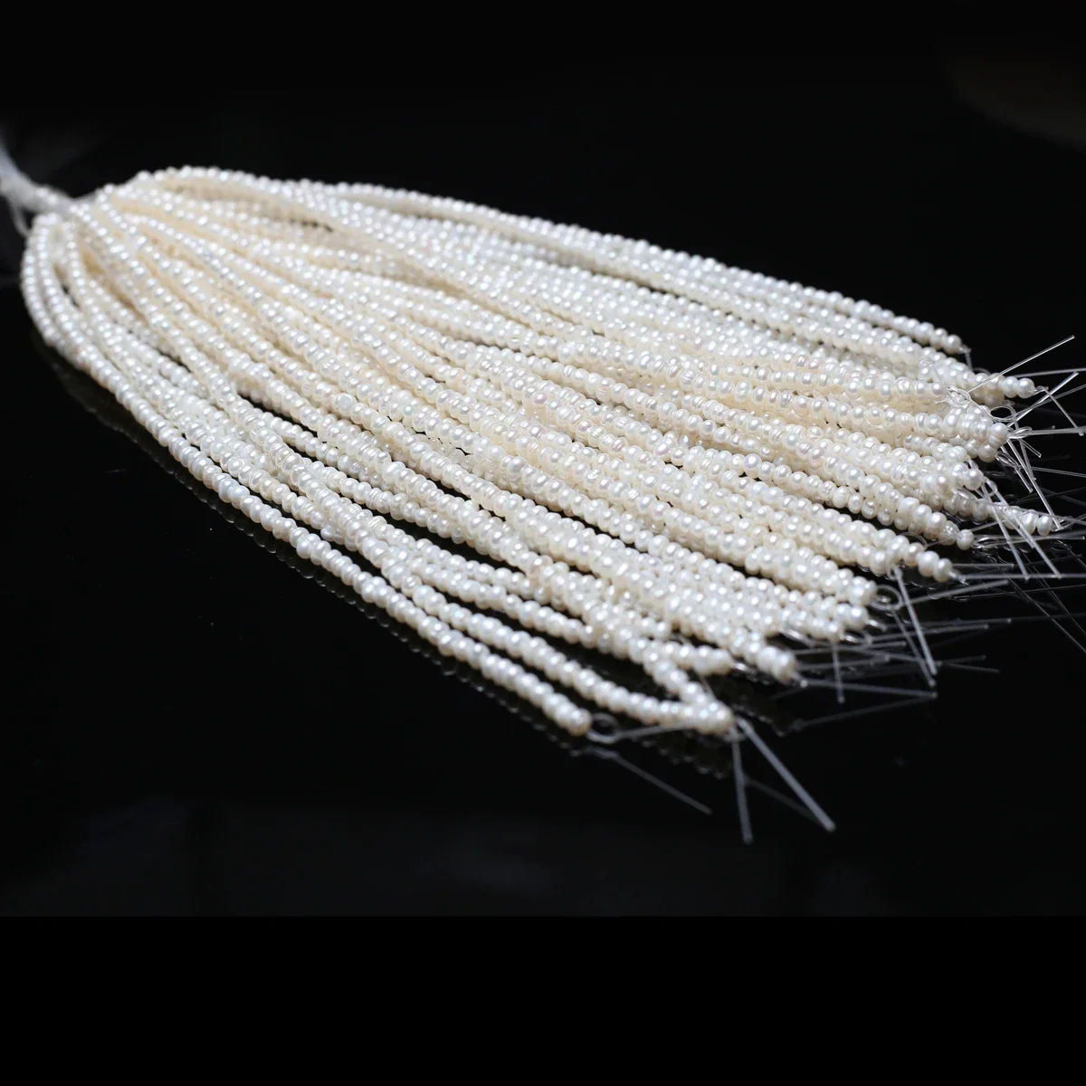 3-4mm AAA 18cm Smooth Surface Natural Freshwater Flat NearRound Pearl Bead Women Jewelry Make DIY Necklace Bracelet Accessories