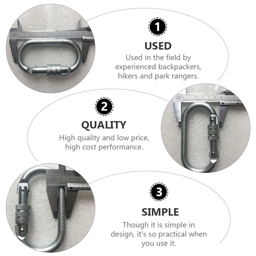 2Pcs Safety Lock Buckles Steel Alloy Carabiners Strong Lightweight Climbing Clips Yoga Hammock Hooks Camping Fishing Traveling view 2
