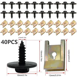 Protector de motor de chasis de 40 piezas, arandelas de tornillo de tuerca de Metal, Clip de tuerca en U, protector de motor, parachoques, tornillos cruzados para BMW E46, E92, E90, F10