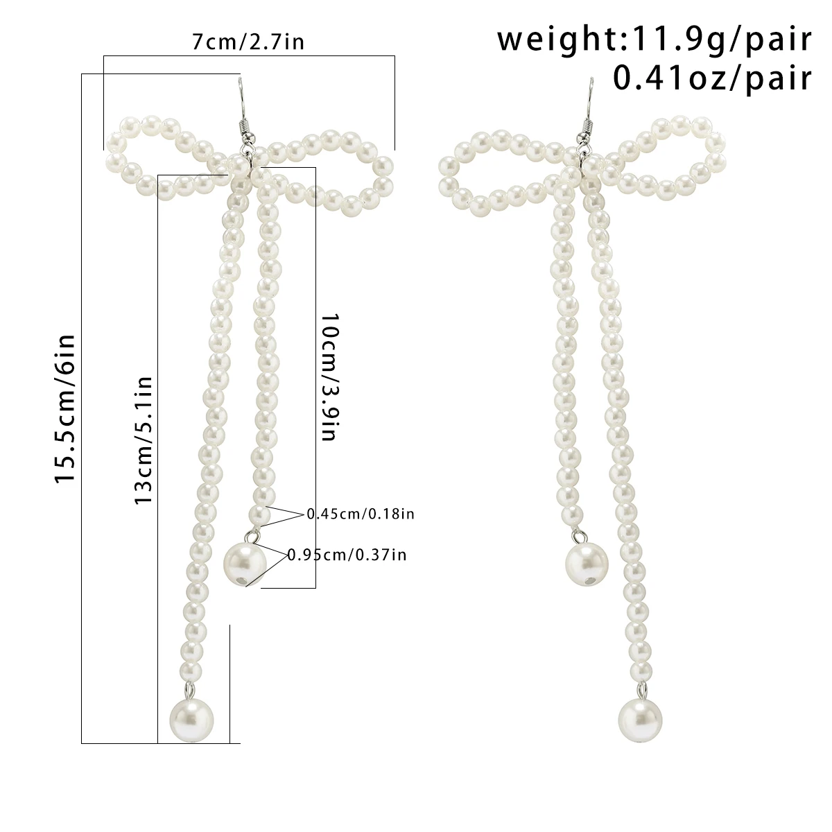 PuRui Trendy White Imitation Pearl Weave Bowknot Pendant Earrings for Women Handmade Beaded Drop Earrings Jewelry Party Gifts