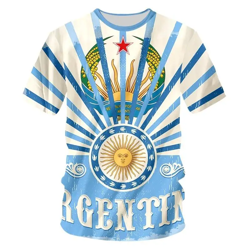 Argentina Flag Graphic Printing Men Women T Shirt Fashion Crew Neck Short Sleeve Children Tee Top Casual Summer Men Clothes