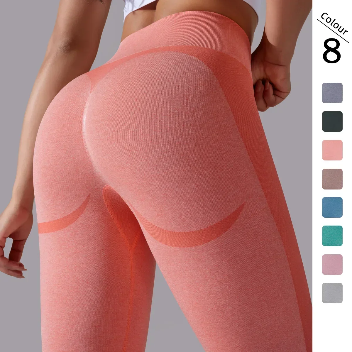 

Seamless Leggings Yoga Pants Sports Running Fitness Peach Hip-lifting High Waist Skinny Knitted Workout Gym Trousers for Women