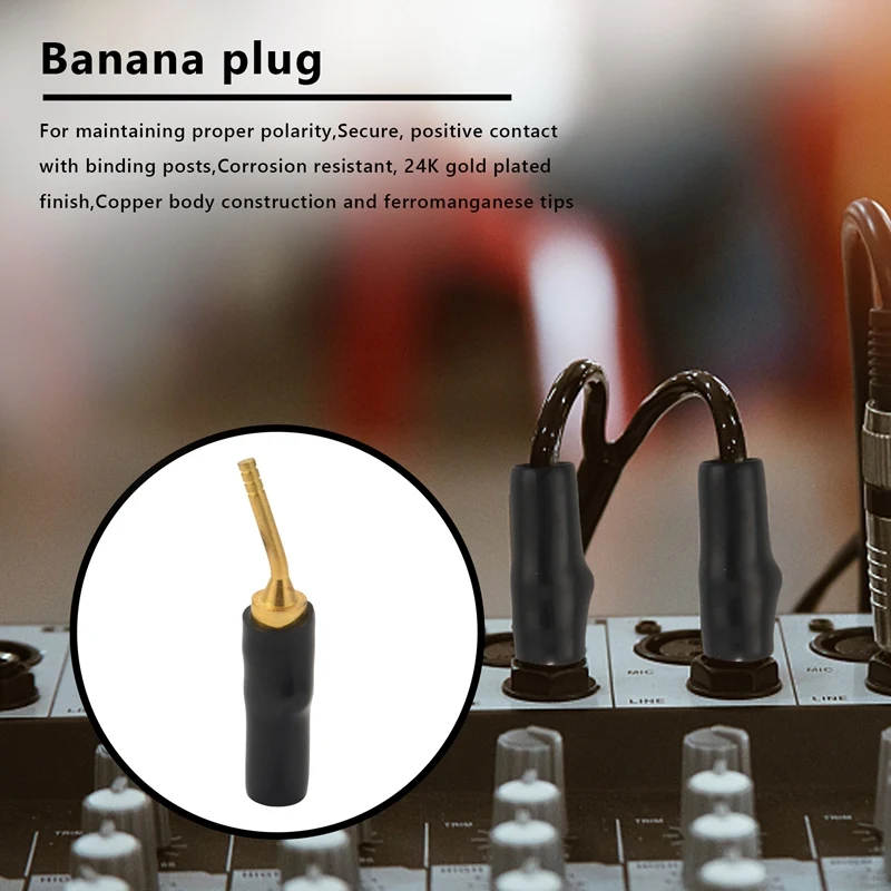 10-Pair 2Mm Banana Plug Pin Screw Type, Audio Speaker Cable Connector Copper Gold Plated-AT35