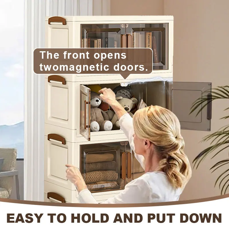 

Шкафчики для хранения с крышкой, складные и штабелируемые на колесах, подходят для гардероба, ванной комнаты, дома, офиса, общежития.