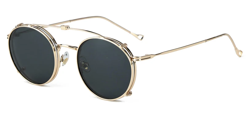 Kachawoo Polarisierte Sonnenbrille mit rundem Rahmen für Herren und Damen, Metall-Sonnenbrille, Retro-Klappbrille, Gold, Braun, Schwarz, Geburtstagsgeschenke – Detail 11