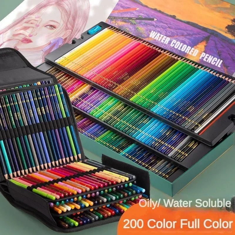 200/150/120/72/48 Professional Oil Color Pencil Set Watercolor Drawing Colored Pencils Storage Bag School Supplies Stationery