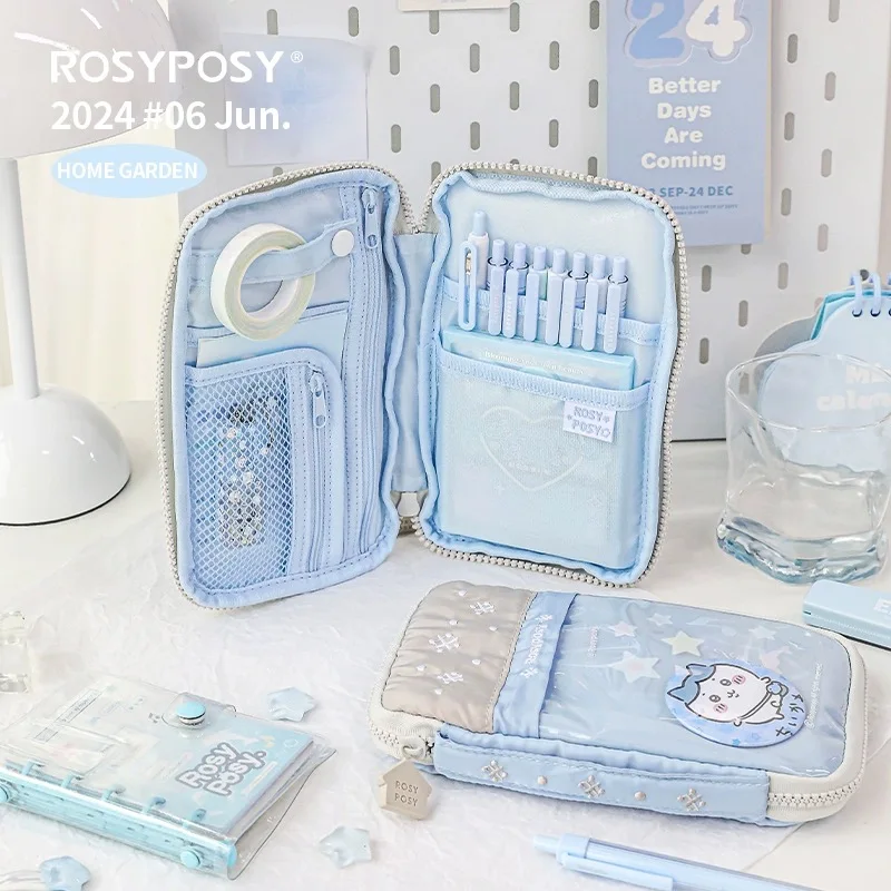 MINKYS-estuche de lápices de gran capacidad para niños, bolsa de almacenamiento para bolígrafos, punzón, regalo, suministros de papelería, Color
