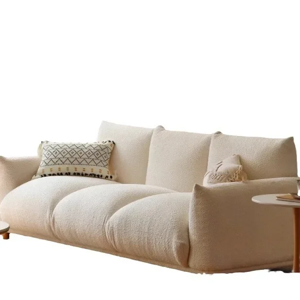 

Type wabi-sabi wind living room small apartment sofa cream wind white sheep