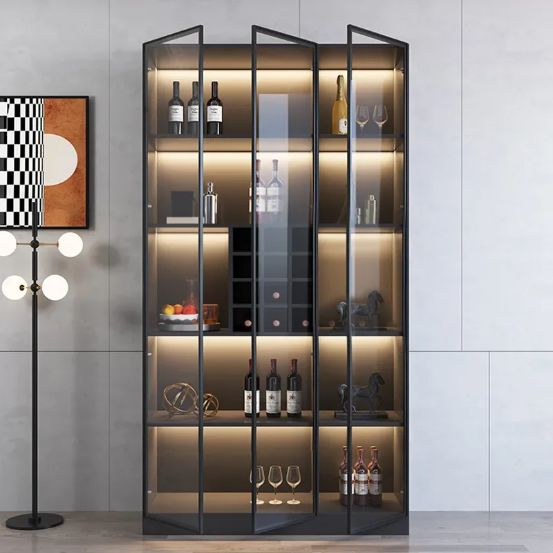 Whiskey Cabinet Portable Bar Open Cabinets Wine Rack Room Liquor Refrigerator Elegant Vintage Stands Vitrine Showcase Nordic