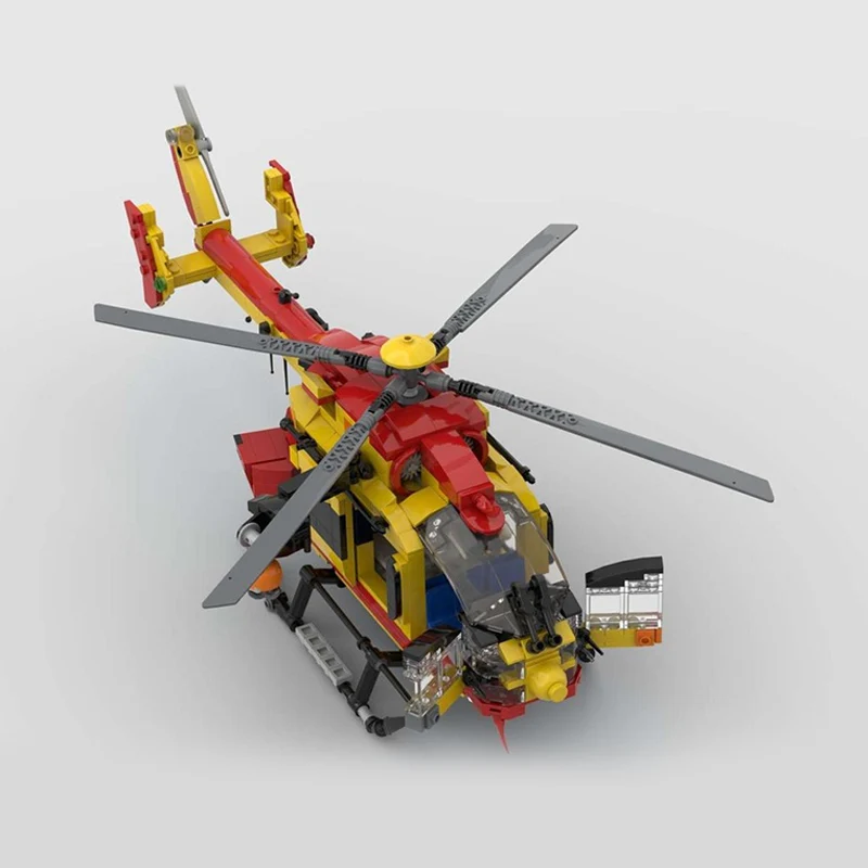 Modelo de Helicóptero EC145, Bloques de Construcción MOC, Equipo de Guerra, Tecnología Modular, Regalos, Juego de Juguetes para Niños para Armar en las Fiestas