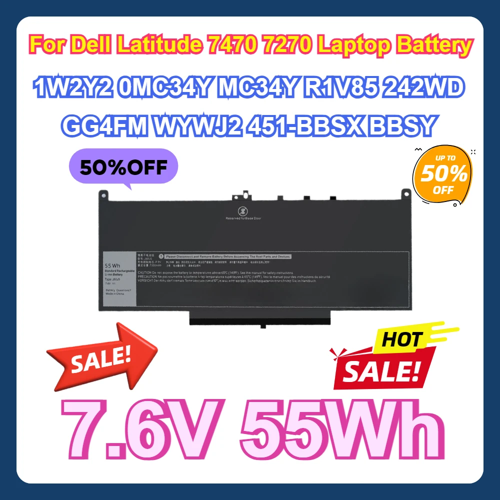 

For Dell Latitude 7470 7270 Laptop Battery 1W2Y2 0MC34Y MC34Y R1V85 242WD GG4FM WYWJ2 451-BBSX BBSY E7470 E7270 J60J5 Battery