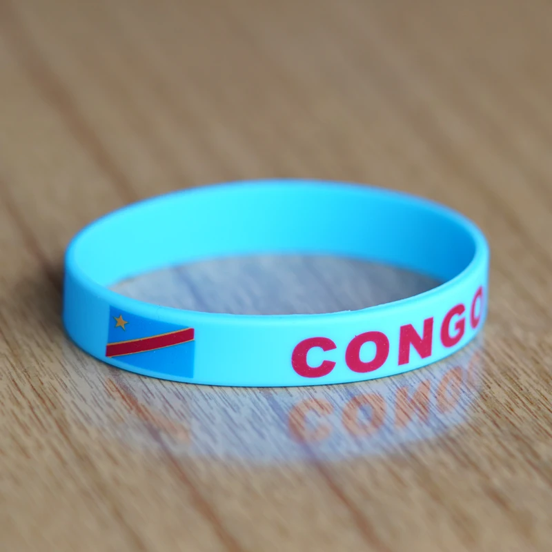 Customized 2pcs Congo K National Flag Wristband Sport Silicone Bracelet Rubber Band Commemorative Fashion Accessory