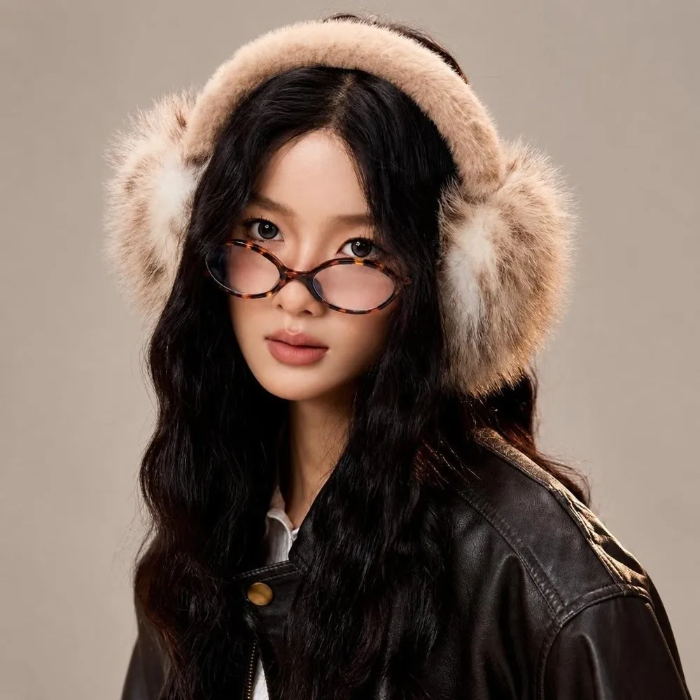 Luxury Windproof Faux Fur Earmuffs Soft Fluffy Retro Ear Warmers Foldable Skin-Friendly Leopard Print Earmuffs For Women