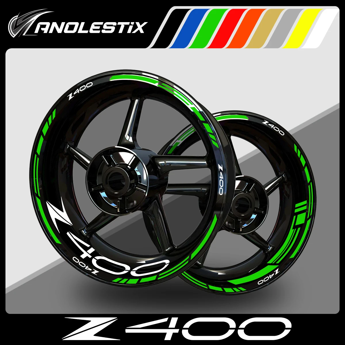 

AnoleStix Reflective Motorcycle Wheel Sticker Hub Decal Rim Stripe Tape For Z400