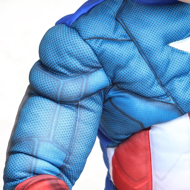 SN60 Anime Cosplay Superhero Captain America Hulk Costume with Cape Muscle Bodysuit Jumpsuit for Kids Carnival Party1@j$