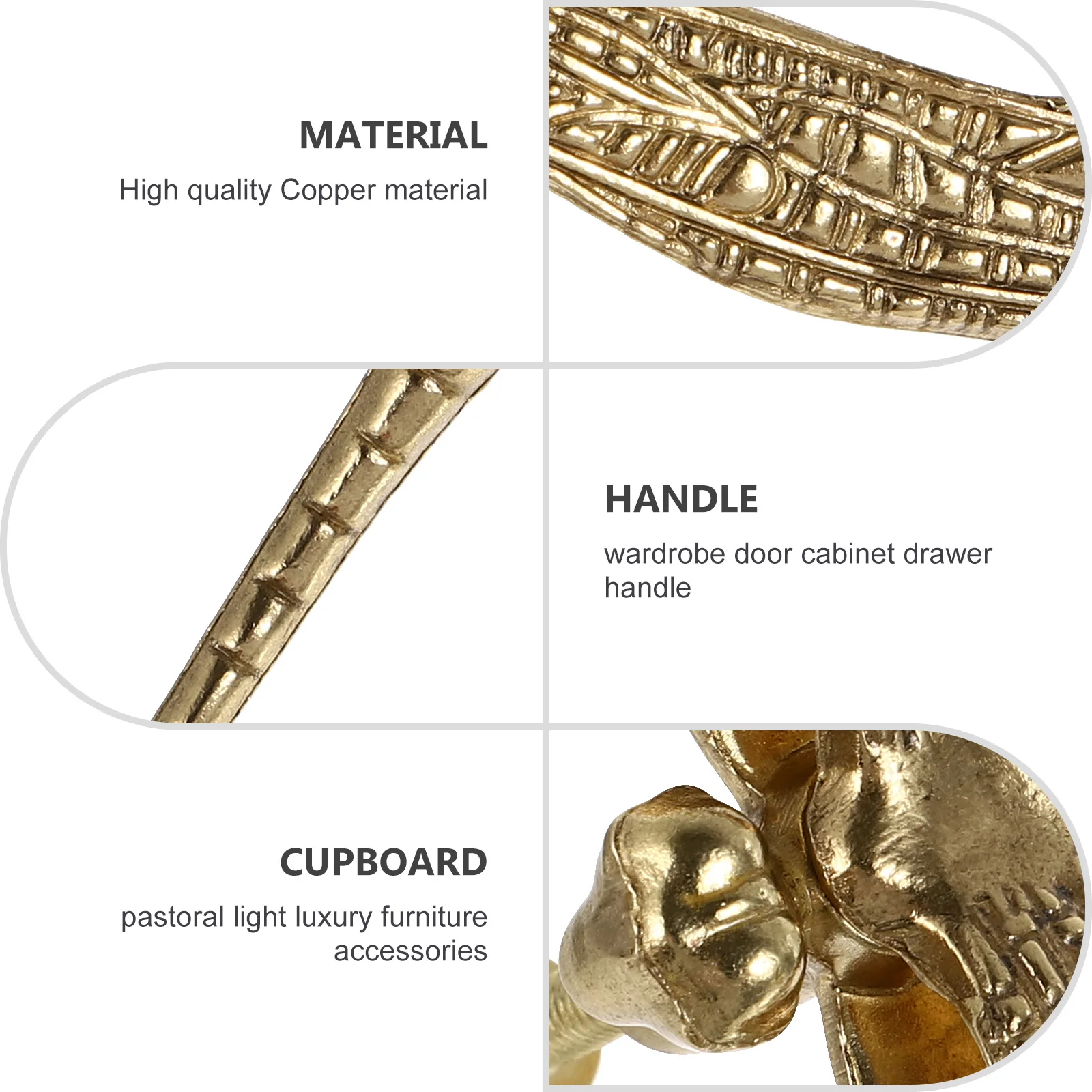 

Copper Handle Shaped Knob for Cabinet Drawer Wardrobe Furniture Style Decorative Knob Decorative Hardware
