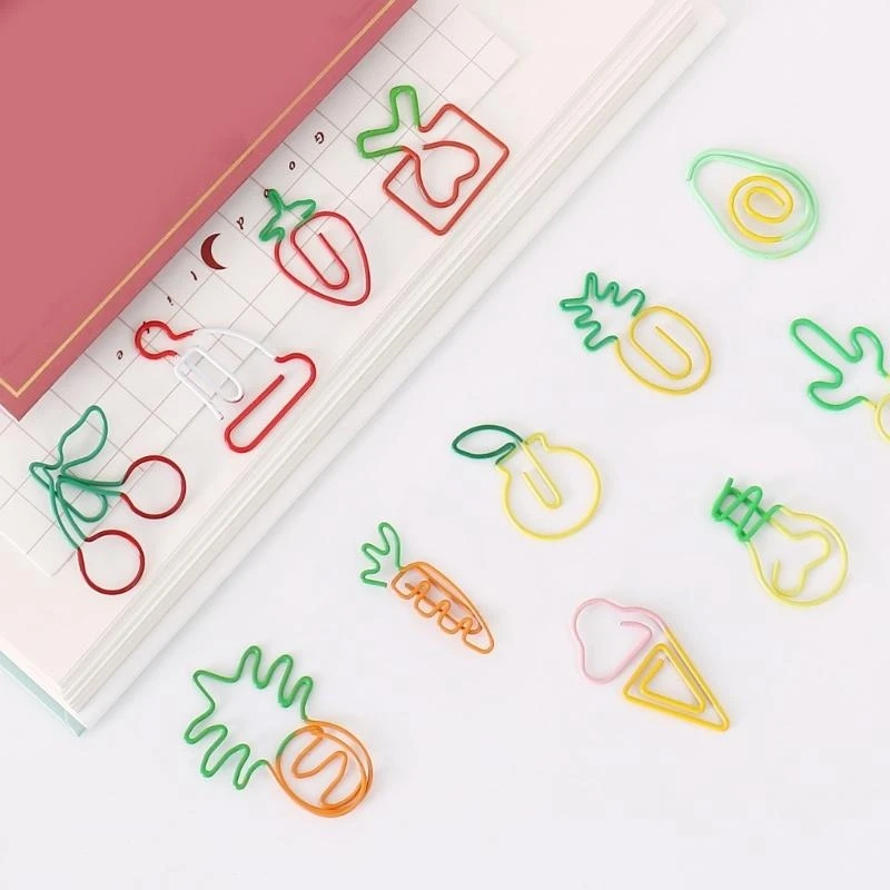 10pcs Adorável clipe papel forma variada clipes papel engraçados clipe marcadores forma frutas para o