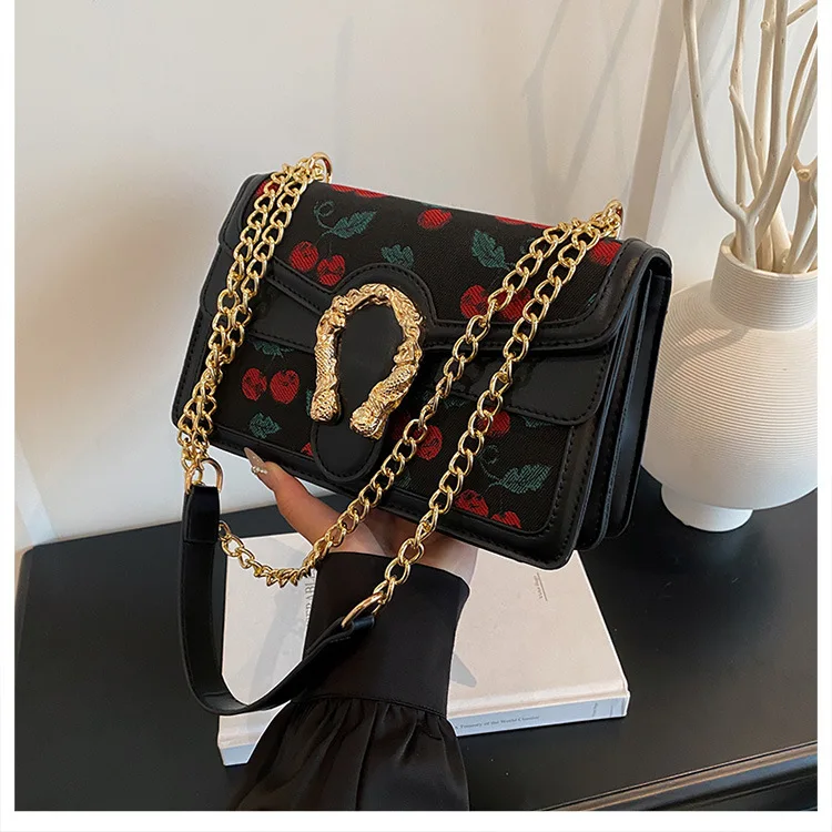 

2025 New Dionysus Bag - Chic Embroidered Mini Square Purse with Gold Chain Strap, Convertible Shoulder & Crossbody Bag for Women