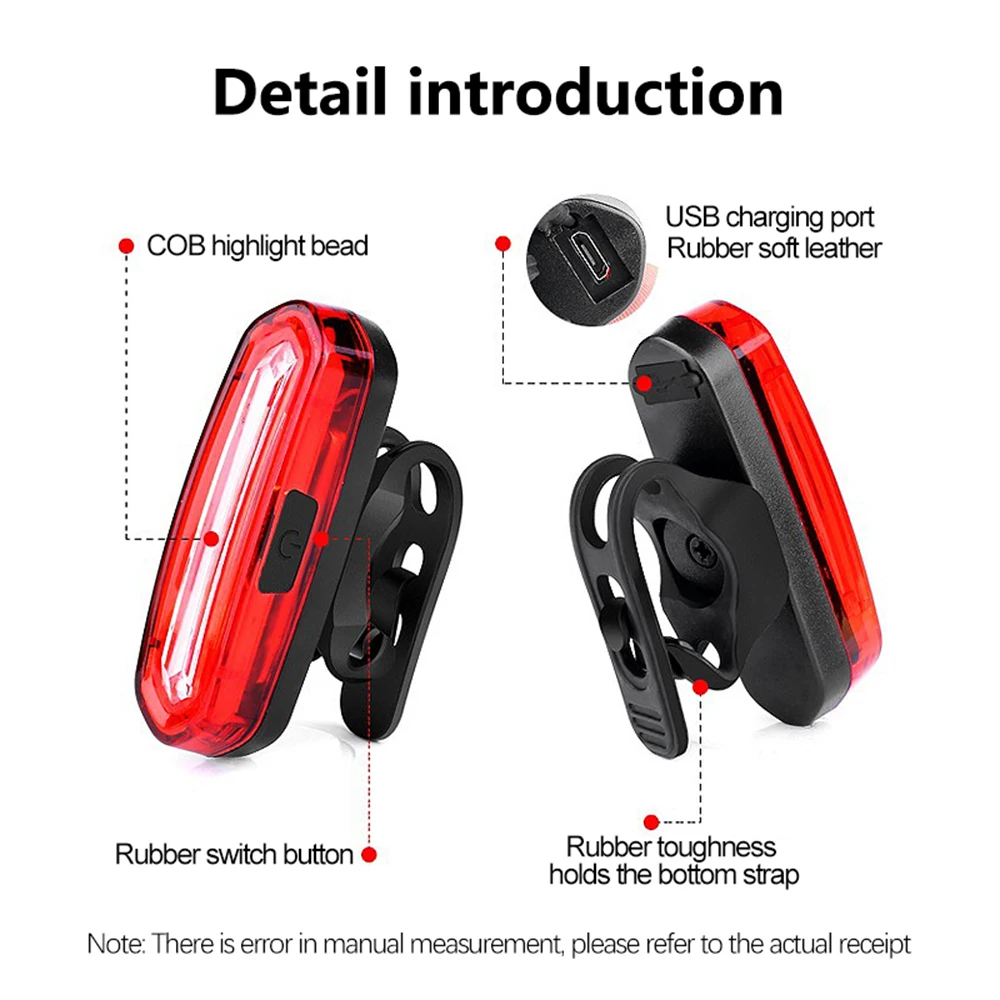 Mountain Bike Usb Rechargeable Cob Tail Light Night Riding Warning Light Cycling Led Rear Tail Wolf Star