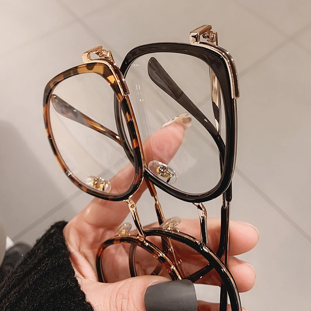 Office Anti Blue Light Metal Frame Eyewear Optical Glasses  Big Size Moon Fashion Square Element Face Wild Artifact 2022 New