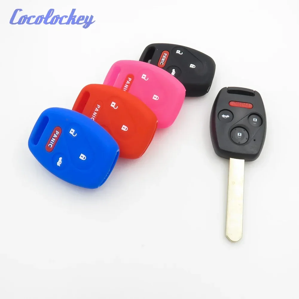 Cocolockey Silicone Key Cover Car Case Protect Skin Set for Honda Accord CRV Civic Pilot Insight Ridgeline  3+1 Buttons Key Fob