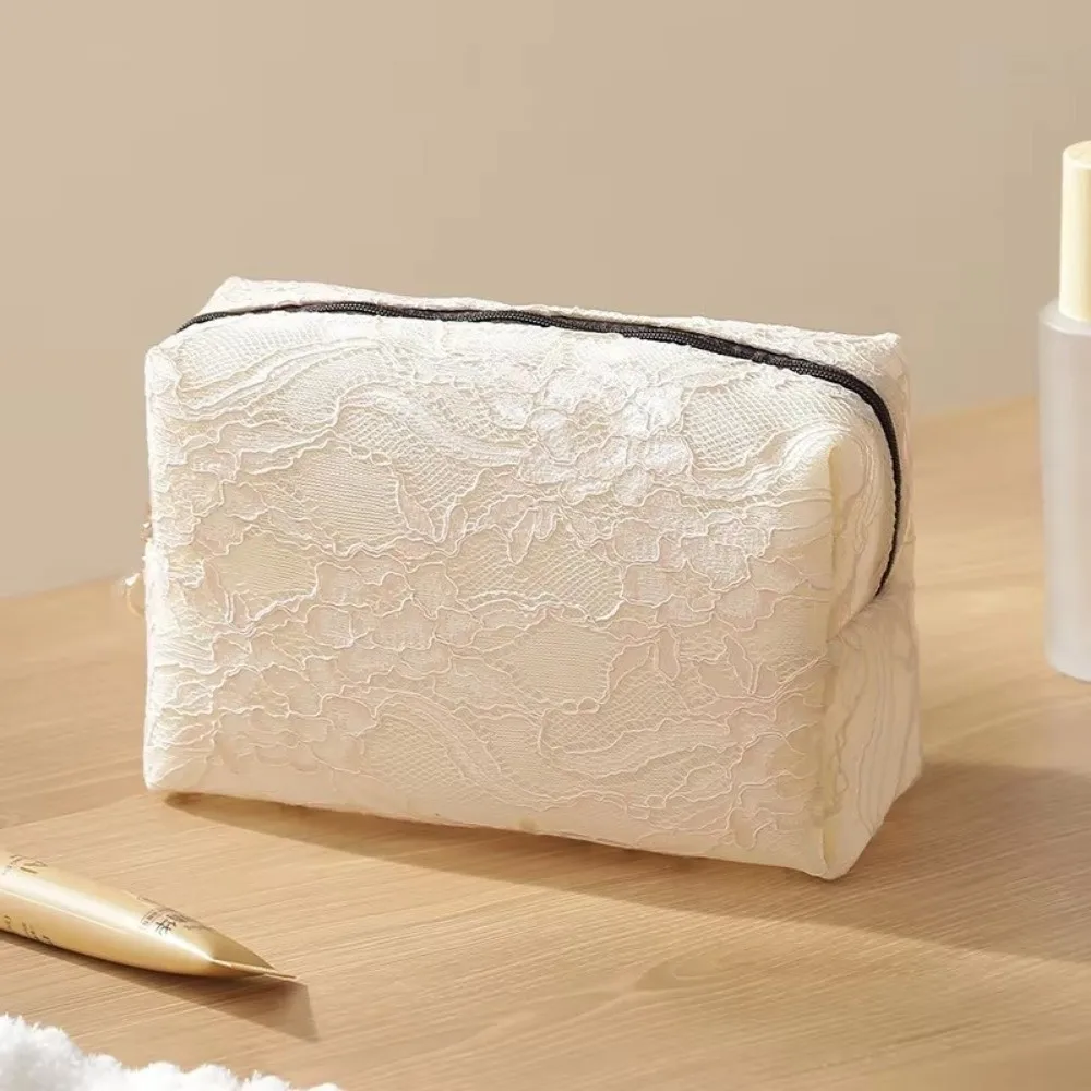 Floral Lace Makeup Bag Mesh Large Capacity Cosmetic Pouch Flower Printed Waterproof Travel Storage Bag Storage Organizer