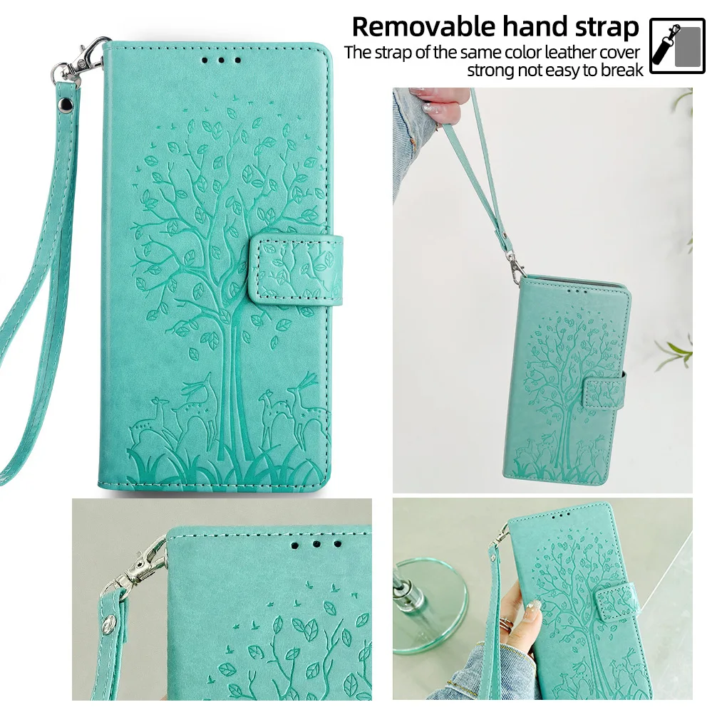 Чехол-книжка Life Tree с магнитной застежкой и ремешком для Vivo Y400 Y300 Y200 Y100 Y95 Y91 Y78 Y73 Y72 Y50, кожаный, с 3 отделениями для карт, удобный ремешок
