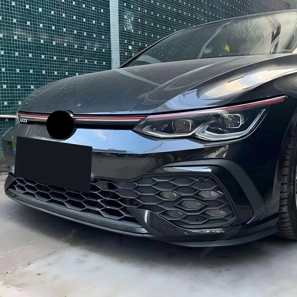 Car Front Bumper Side Splitter Spoiler Trim Fog Light Canard Body Kits For VW Golf 8 MK8 GTI / R-Line 2020-2024 ABS Black Tuning