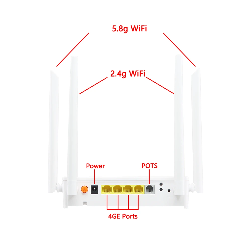 XP6491 WIFI6 ONT Modem 100% New 4GE+1POTS XPON OMCI 2.4G&5.8G AX3000 Dual Band Fiber Optical Xpon Onu Wifi 6 Mesh Gpon