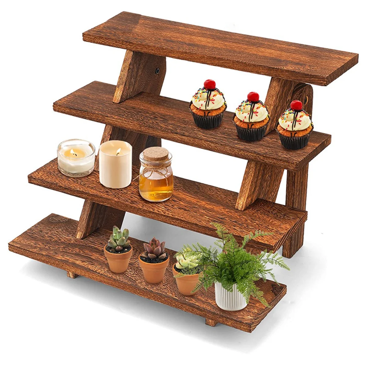 

Wooden Display Stand Wood Cupcake Stands Tool Free, Rustic Risers for Display Perfect Craft Shelves Table Display