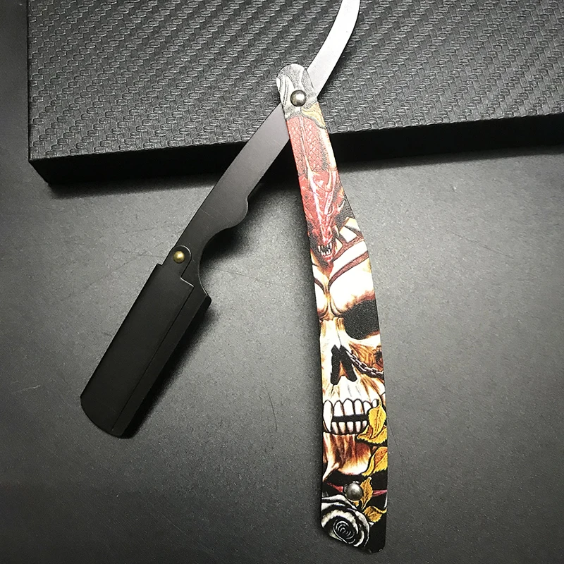 Navalha de barbeiro dobrável barbeador profissional borda reta aço inoxidável manual raspador barbeiro navalha