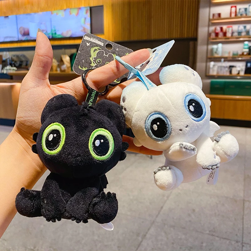 귀여운 흑백 날아다니는 용 플러시 인형 백팩 펜던트 만화 애니메이션 봉제 인형 키체인 어린이 생일 선물