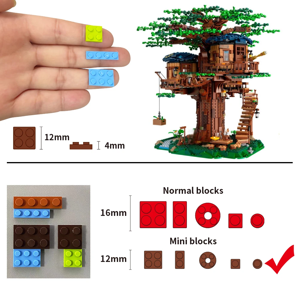 Ideas Tree House Mini building Blocks Set，Model Construction for Kid，Interchangeable Leaves，Not Compatible With Legoed Particles