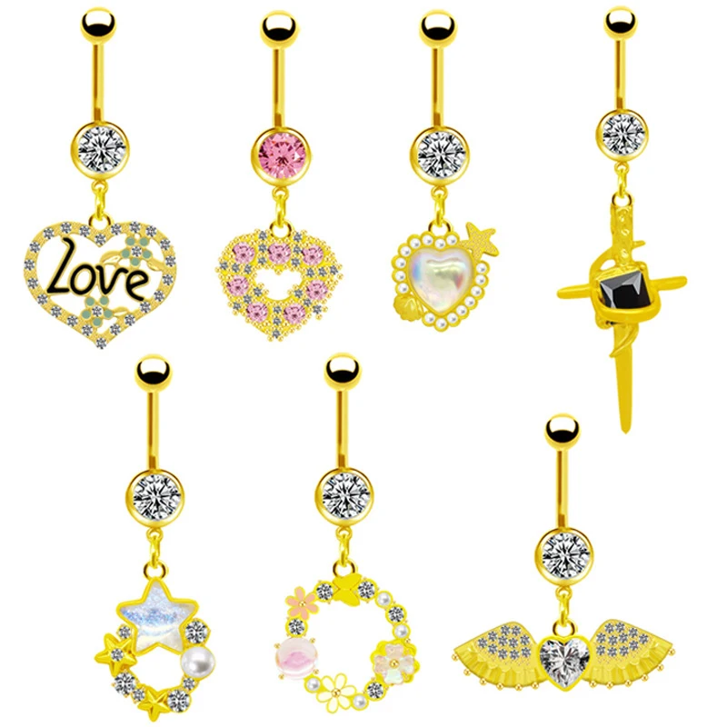 Fashion Butterfly Belly Button Rings Star Heart Zircon Navel Ring For Women Belly Navel Rings Body Piercing Jewelry Accessories