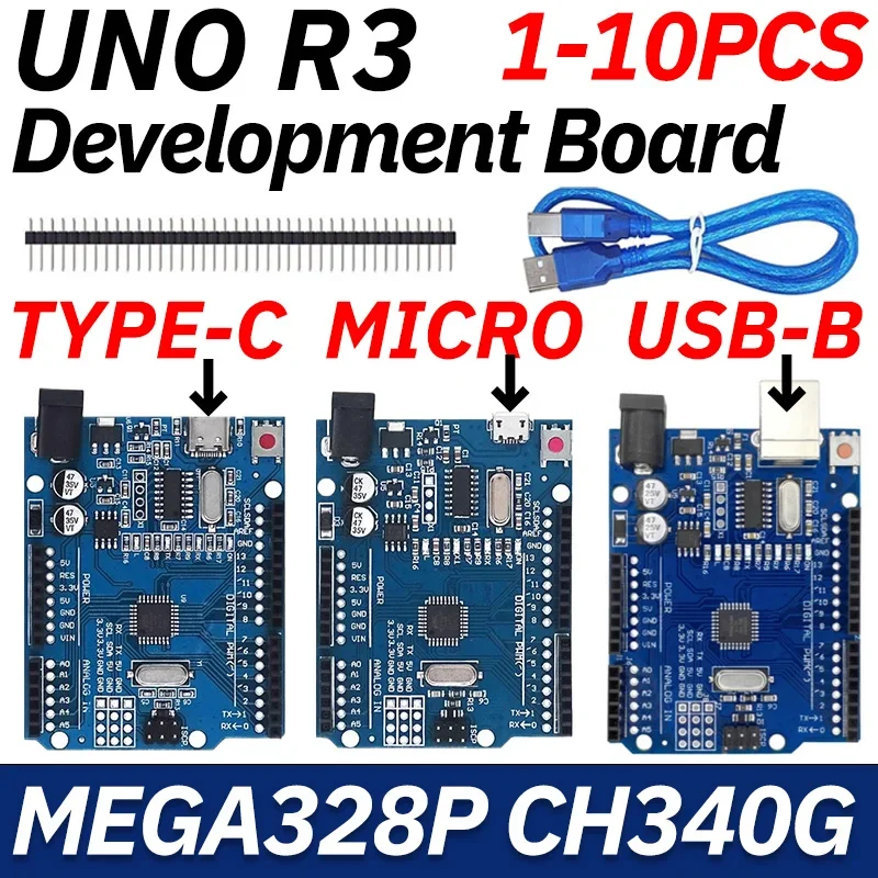 

UNO R3 UNOBoardCH340G+MEGA328P Chip 16Mhz For Arduino UNO R3 Development board+USB TYPE-C MICRO With Cable