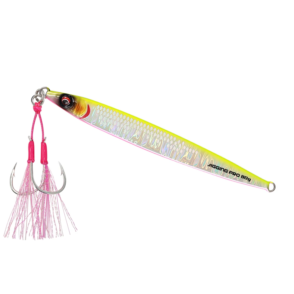 JIGGING PRO Sardine Slider Jig 40g 60g 80g 100g Weitwurf-Metallköder für Küstenangeln im Meerwasser auf Königsfisch und Bernsteinmakrele