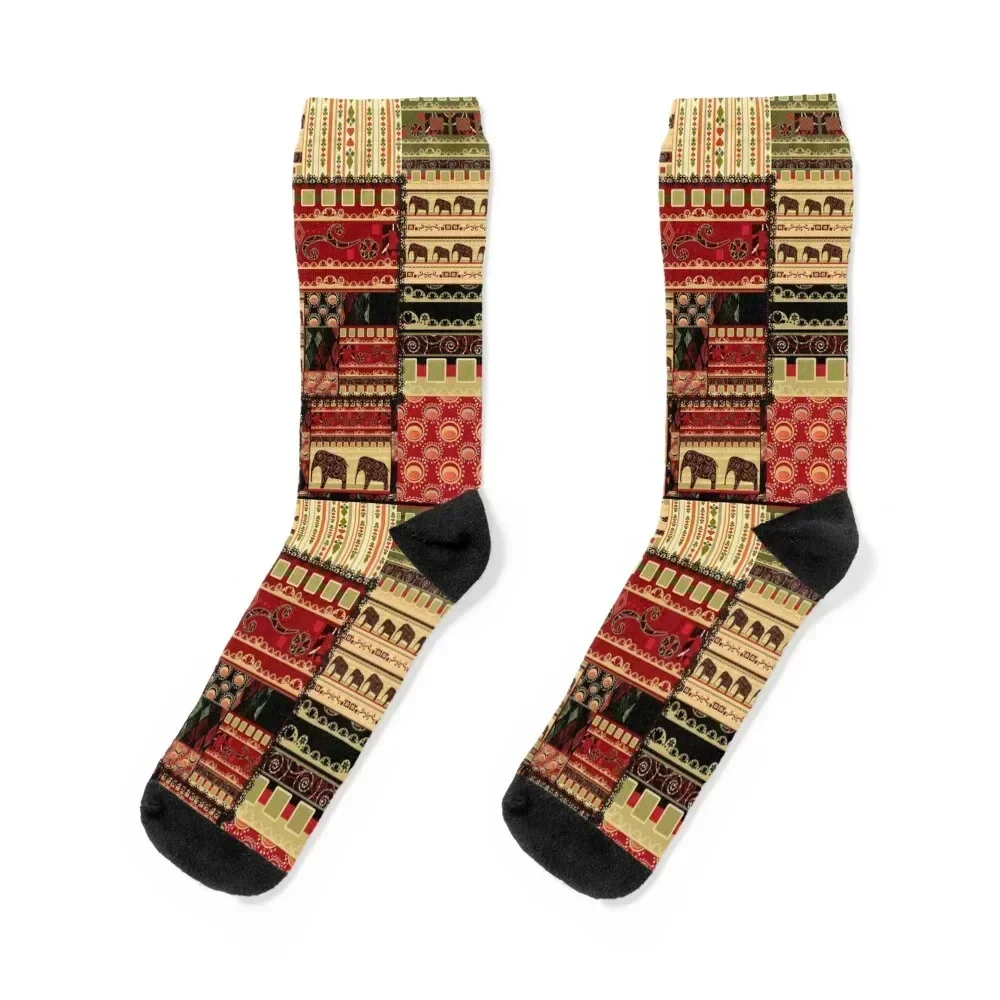 

African print with elephants Socks soccer anti-slip Novelties winter gifts Socks Men Women's