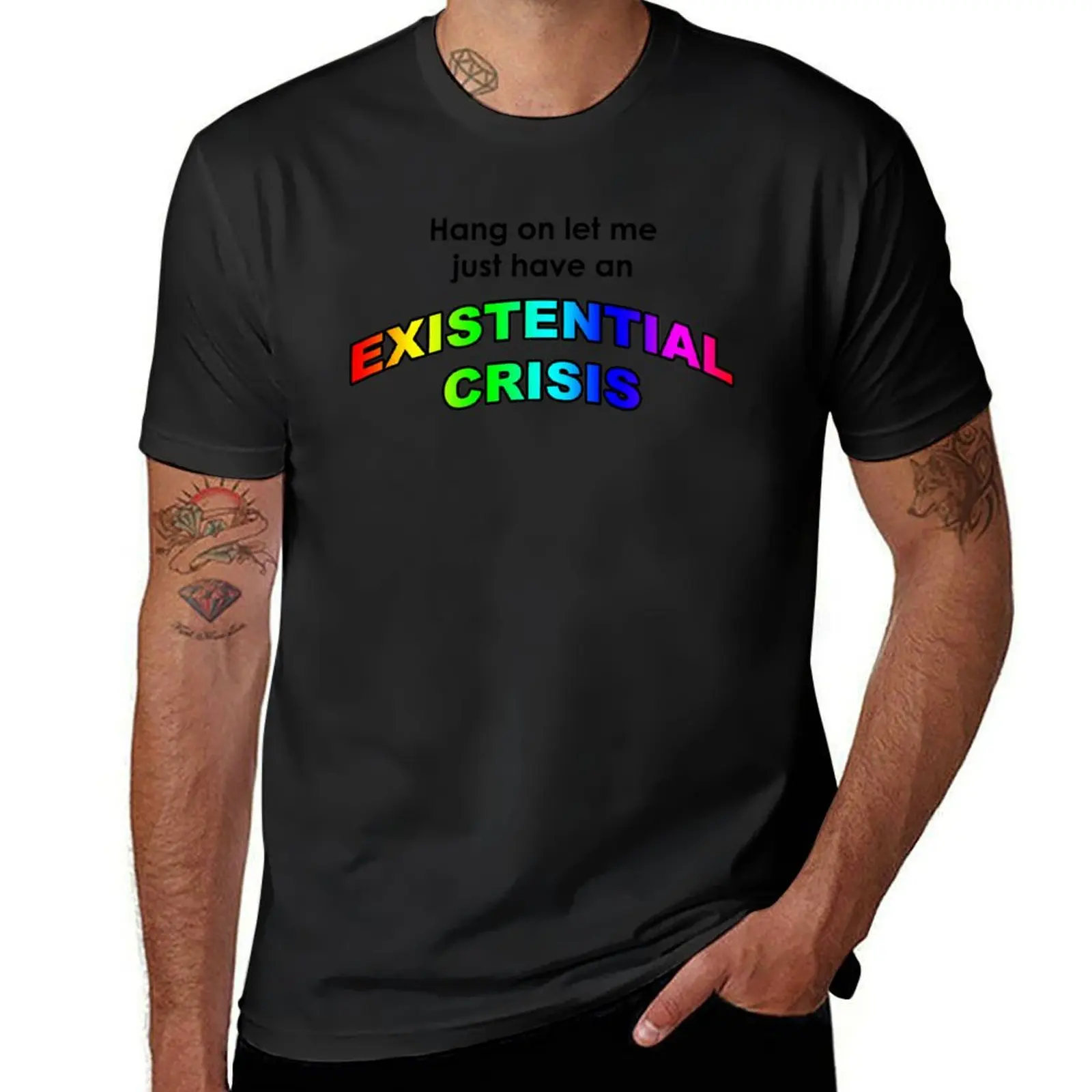 Let me have an existential crisis - black T-shirt quick drying anime oversized sports fans mens clothes