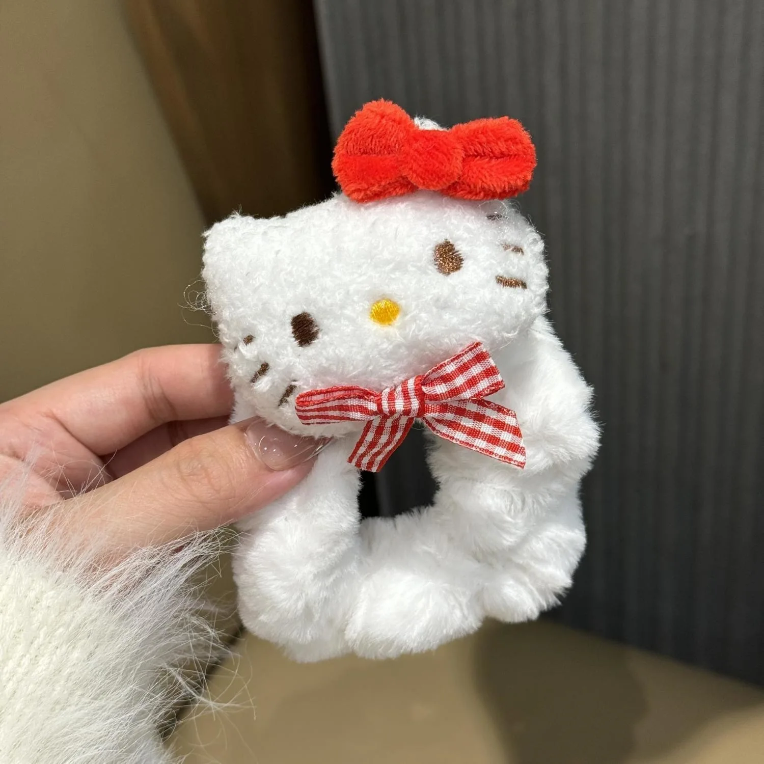 Hello Kitty rosso ciliegia KT bambola anello per intestino crasso morbido e carino fascia per capelli per ragazza alta elasticità invernale accessori per capelli